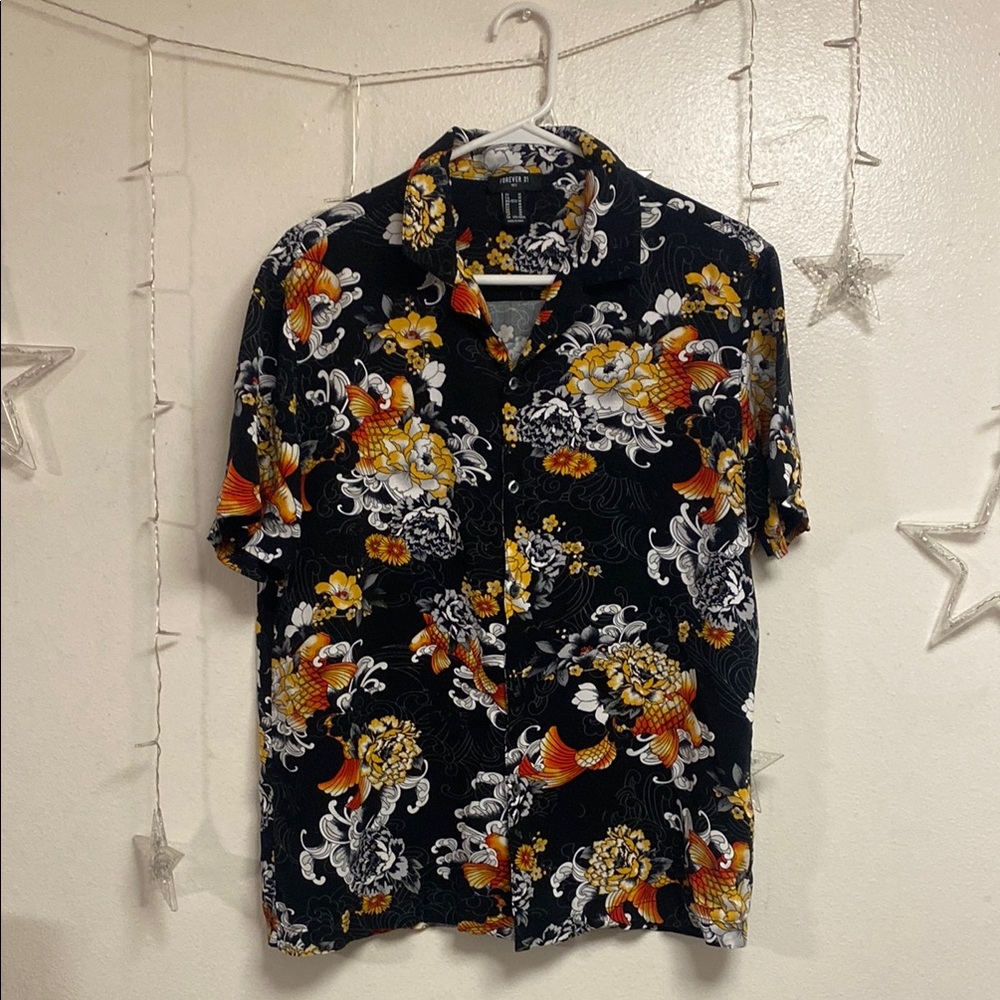 Forever 21 Koi Fish Button Down Shirt